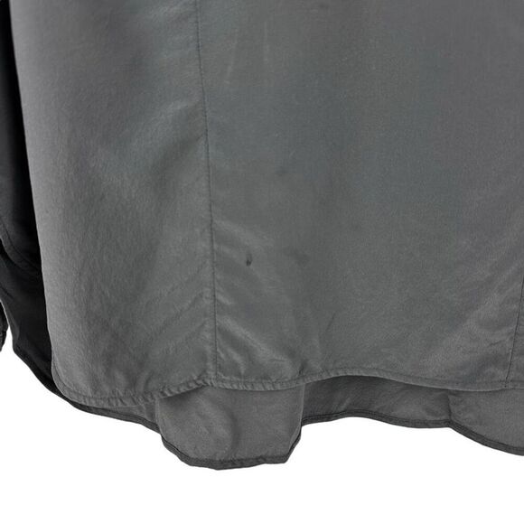 Vince Medium Half Placket Tuxedo Silk Blouse V-Neck Gray Top - Picture 6 of 8